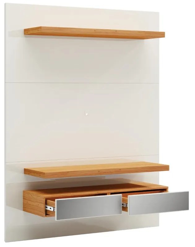 Painel Home 140cm MDF Para TV Até 55 C/ Led E Gavetas Off White Freijó TB106E - Dalla Costa