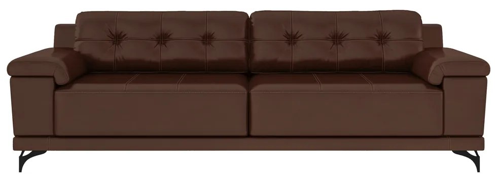 Sofá 235cm Decorativo Sala de Estar Agostino Couro Marrom G52 - Gran Belo