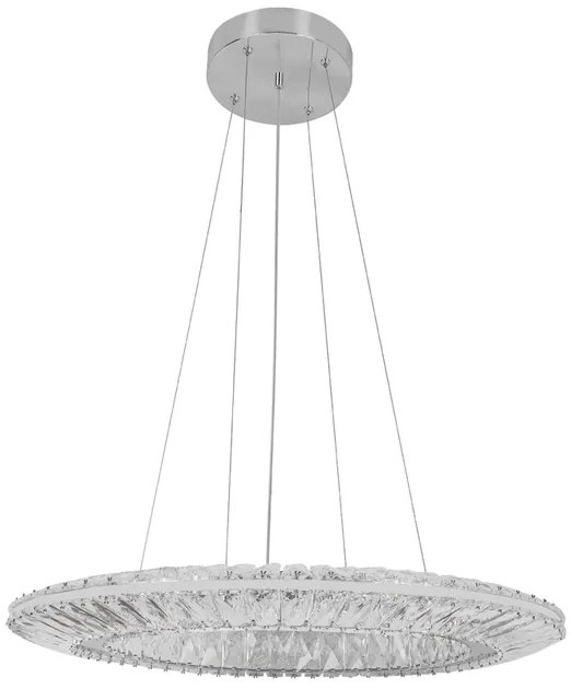 Pendente Led Cristal K9 E Metal Cromado 37W 3000K Glaces