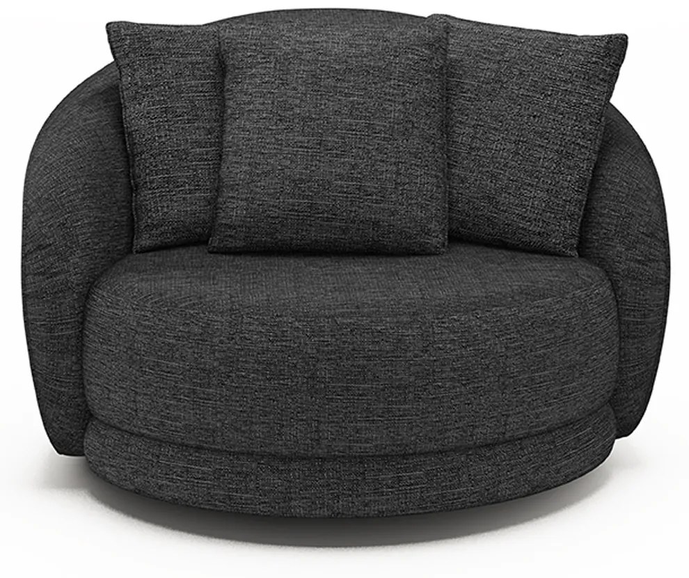 Poltrona Decorativa Base Giratória Galáxia com Almofadas Linho Chumbo G45 - Gran Belo