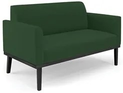 Sofá Namoradeira e 2 Poltronas Base Madeira Preto Maressa Veludo Verde