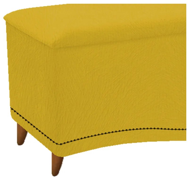 Calçadeira Estofada Yasmim 160 cm Queen Size Suede Amarelo - ADJ Decor