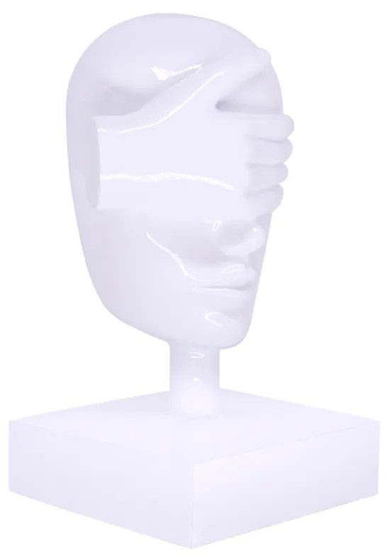 Escultura Decorativa Máscara Cego Em Cerâmica Branco 25x15x14 Cm - D'Rossi