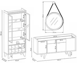 Cristaleira Adega Órfeo Buffet Sinfonia e Espelho 67cm H01 Off White/C