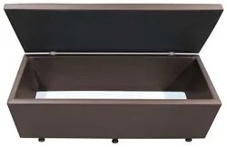 Calçadeira Baú Casal King 195cm Estofada Liz S05 Sintético Marrom - Mp