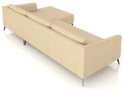 Sofá 5 Lugares 366cm Com Chaise Direito Eko Couro Bege Z55  - Mpozenat