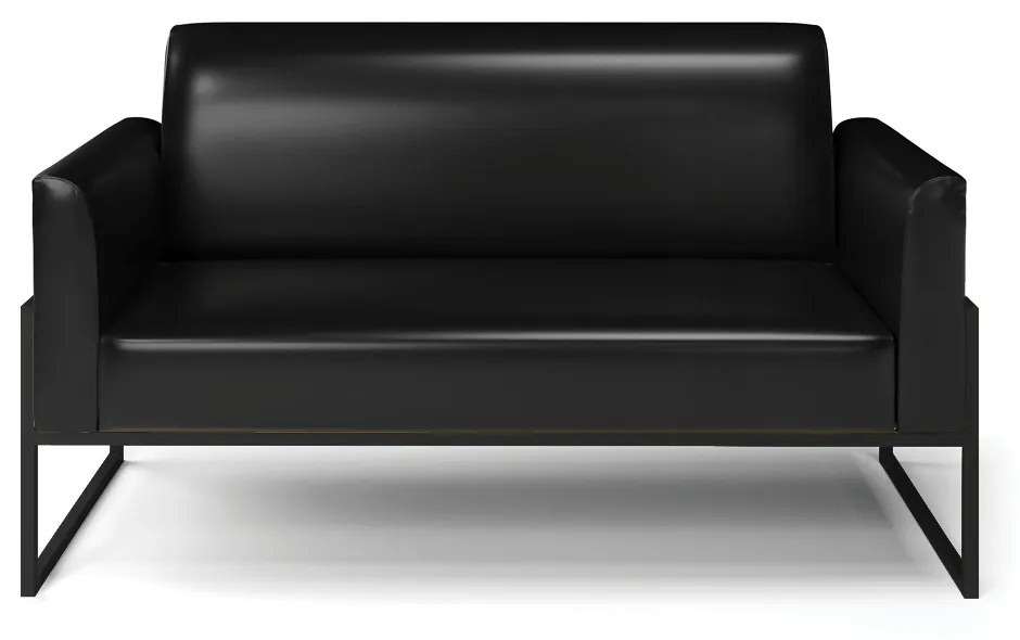 Sofá 2 Lugares Namoradeira Marisa Industrial Alta Preto Sintético Pu D03 - D'Rossi - Preto