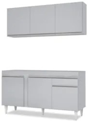 Armário Cozinha e Balcão Para Pia 150cm Dakota Cinza Claro  - Lumil