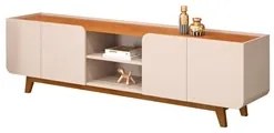 Rack Para Sala Bancada de TV 75 Pol 220cm Collie D04 Off White/Freijó