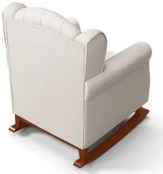 Poltrona Amamentação Base Madeira Balanço e Puff Lucy Z39 Suede Bege -
