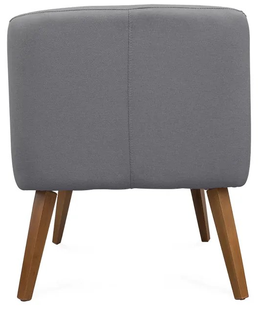 Poltrona Decorativa Lara Pés de Madeira Linho Cinza - Sheep Estofados - Cinza