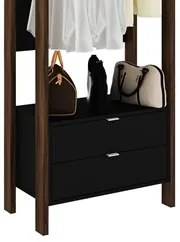 Guarda Roupa Solteiro Closet AZ1011 Preto/Nogal - Tecno Mobili