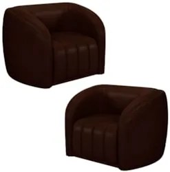 Kit 2 Poltronas Decorativa para Sala 112cm Meris Z32 Sintético Café -