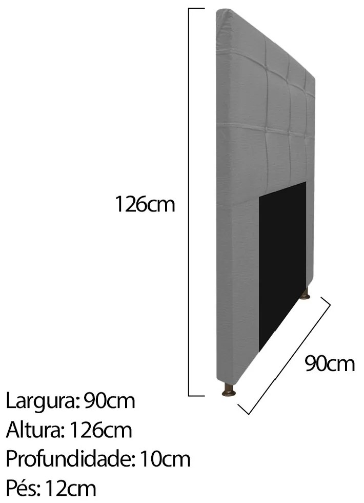 Kit Cabeceira e Calçadeira Baú Estofada Mel 90 cm Solteiro Com Capitonê Corano Cinza - ADJ Decor