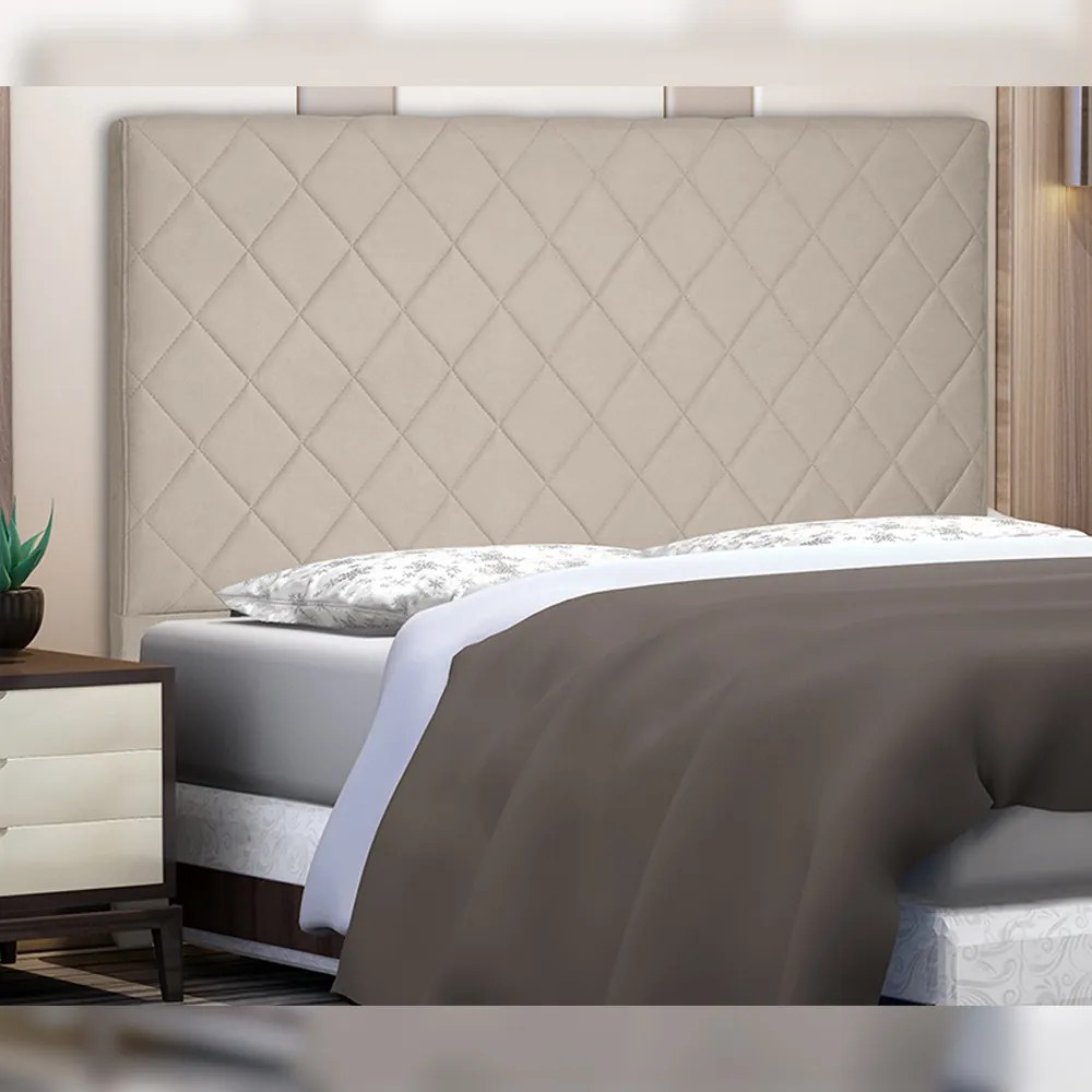 Cabeceira Decorativa 1,40M Baelon Suede Bege G63 - Gran Belo