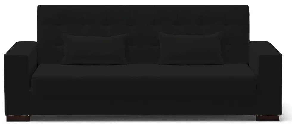 Sofá Cama 02 lugares Lisboa Linho Preto A79 Pés de Madeira - D'Rossi