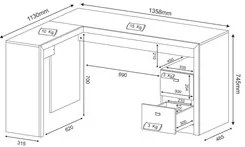 Mesa Para Escritório 2 Gavetas ME4129 Branco - Tecno Mobili