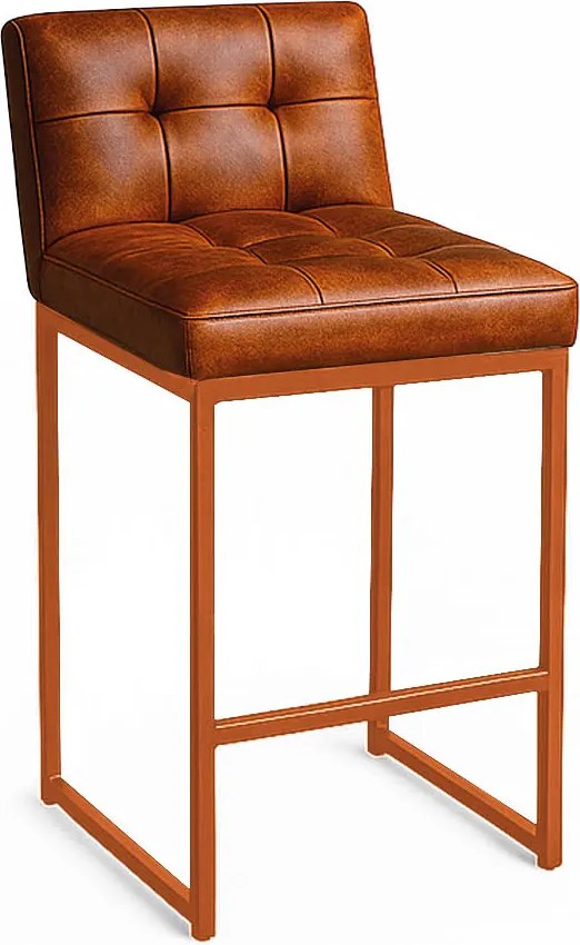 Banqueta Cozinha Alta com Encosto Industrial Bronze Lirina PU C05 - D'Rossi - Nozes
