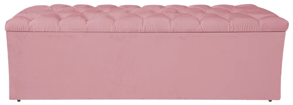 Calçadeira Estofada Liverpool 140 cm Casal Suede Rosa Bebê - ADJ Decor