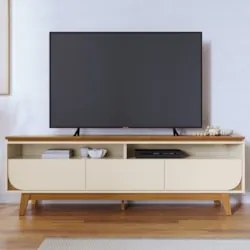 Rack Bancada de TV 75 Pol 200cm Celina Z10 Off/Cinamomo - Mpozenato