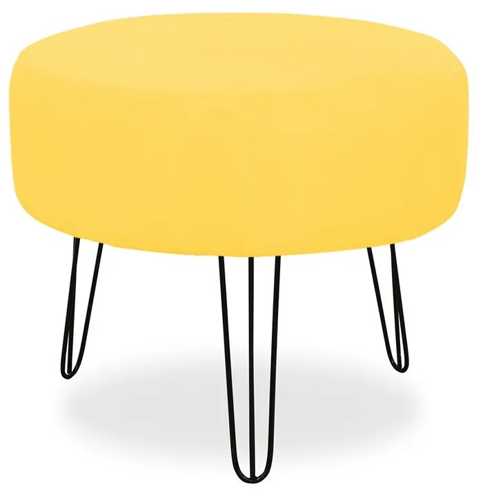 Kit 04 Puffs Redondos para Sala Chloe Suede Amarelo