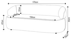 Sofá 3 Lugares Living Orgânico Sala de Estar 170cm Conka F05 Bouclê Of