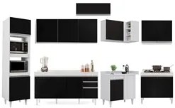 Armário de Cozinha Modulada de Canto 8 Peças CP08 Balcão com Tampo Bra