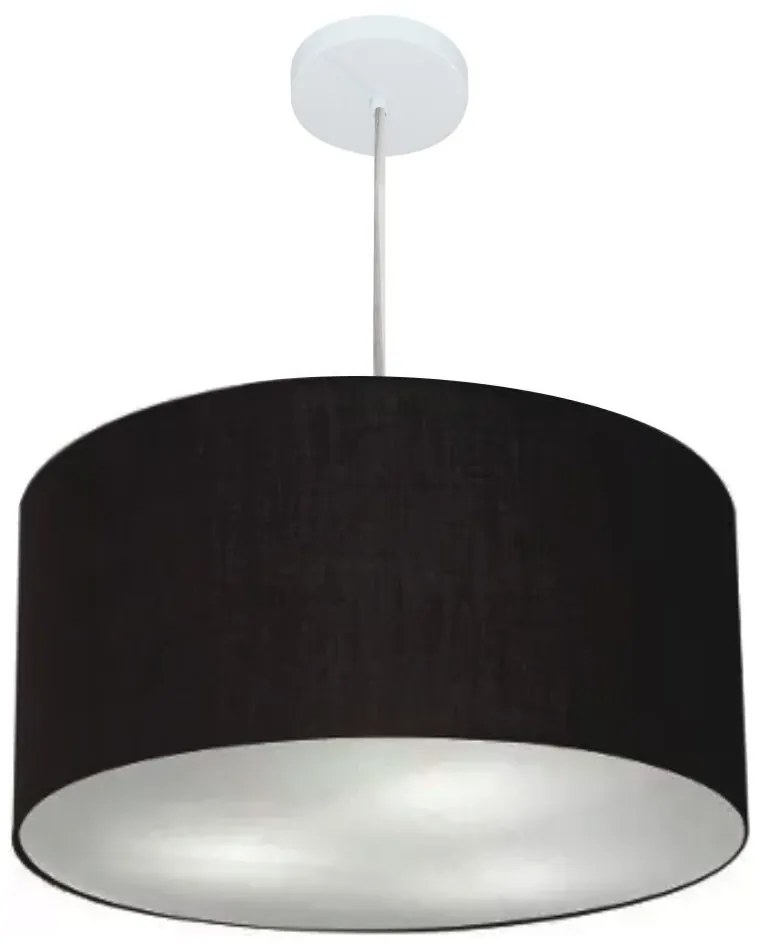 Lustre Pendente Cilíndrico Md-4245 Cúpula em Tecido 50x30cm Preto - Bivolt