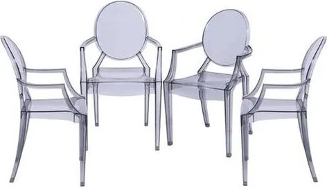 Kit com 4 Cadeiras Louis Ghost com Braco Incolor - 64621 Sun House