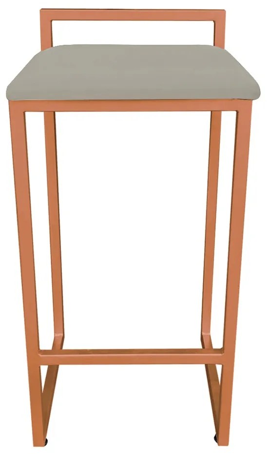 Conjunto 02 Banqueta Alta Industrial Pietra Suede Marrom Rato Base Cobre D'Rossi