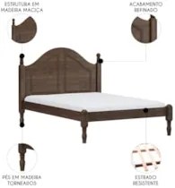 Cama Casal 140cm Com Cabeceira Pé Madeira Eduarda Café F07 - Mpozenat