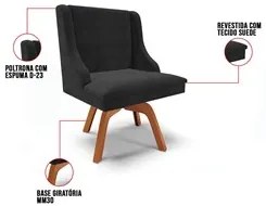 Cadeira Estofada para Sala de Jantar Base Giratória de Madeira Lia Sue