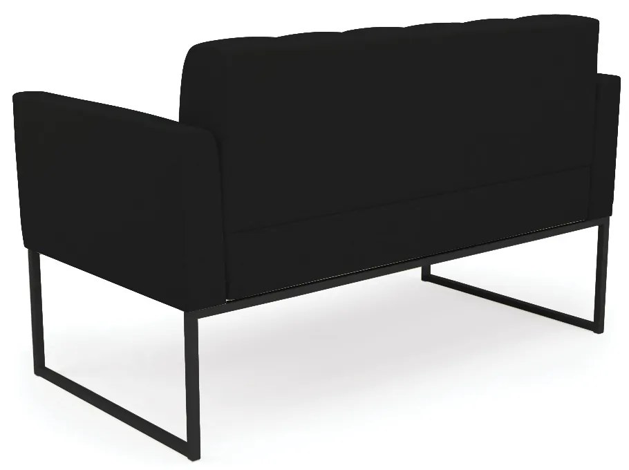 Kit 1 Sofá Namoradeira e 2 Poltronas Elisa Linho Preto A79 Base Metálica Industrial Preto - D'Rossi