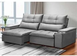 Sofá Retrátil Reclinável 3 Lugares 230cm Moritz F05 Veludo Prata - Mpo
