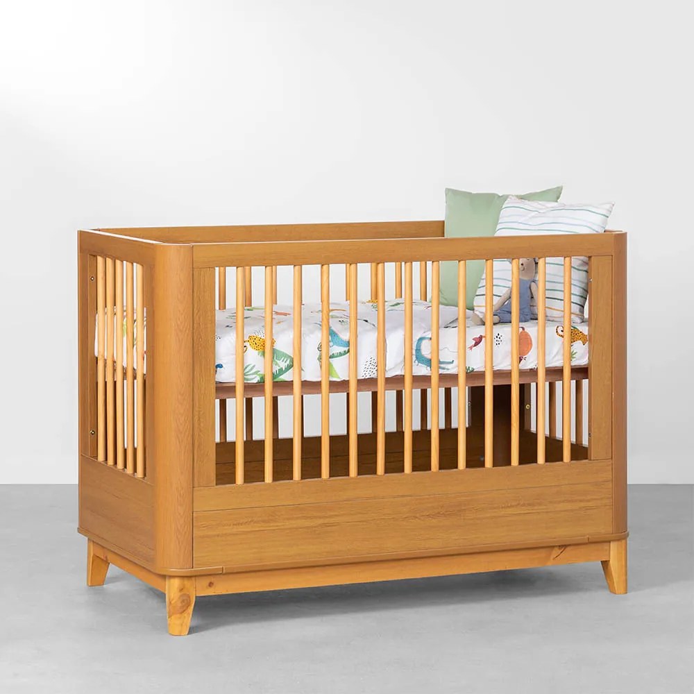 Berço Mini Cama Boom Slim 2 em 1 Square - Savana Fosco - Berço Mini Cama Boom Slim Square - Savana Fosco