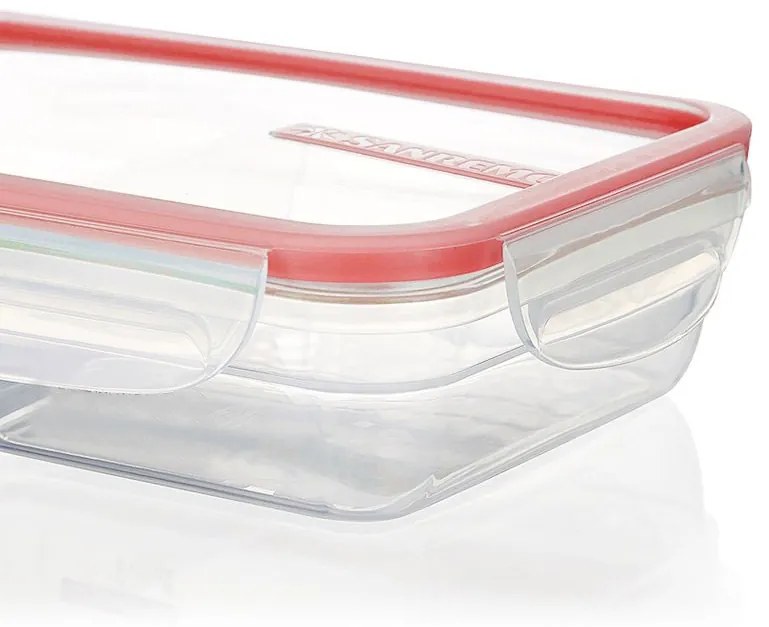 Pote de Plástico com Travas e Divisória 730ml - Vermelho