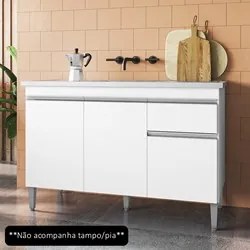 Balcão Gabinete Para Pia Sem Tampo 120cm 3 Portas e 1 Gaveta Tatiane B