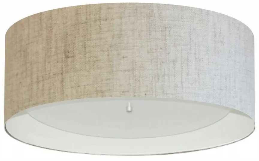 Plafon Cilíndrico Md-3008 Cúpula em Duplo Tecido 60x25cm Rústico Bege / Branco - Bivolt