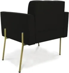 Poltrona Para Sala Pé Metal Dourado Kit 2 Ana Suede Preto - Ibiza