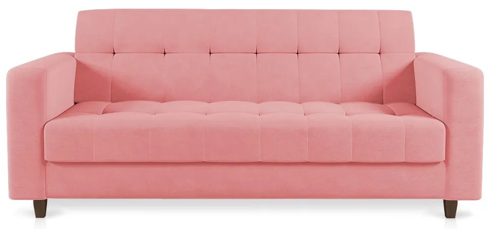 Sofá 03 Lugares Arezzo Suede Rosê Pés Chanfrado Tabaco - D'Rossi