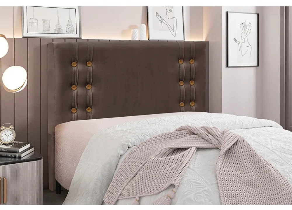 Cabeceira Cama Box Casal 140 cm Gênova Veludo S04 - D'Rossi - Marrom