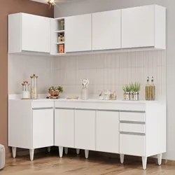 Armário de Cozinha Modulado de Canto Direito 4 Peças CP41 Balcão com T