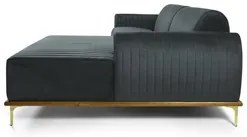 Sofá 230cm 4 Lugares com Chaise Direito Pés Gold Molino C-317 Veludo C