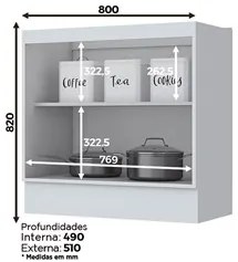 Balcão Gabinete 80cm 2 Portas sem Tampo 100% MDF Americana Branco - He