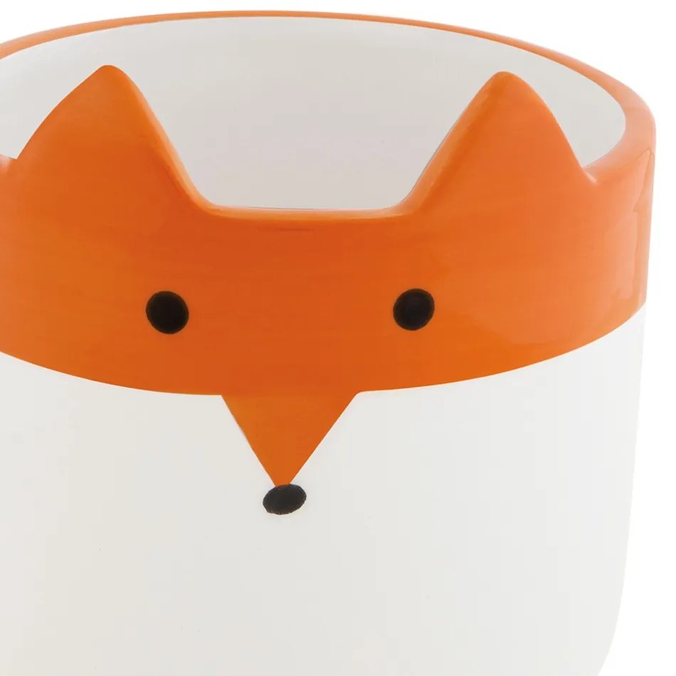 Cachepot "Raposa" Branco E Laranja em Cerâmica 13x8,5 cm - D'Rossi