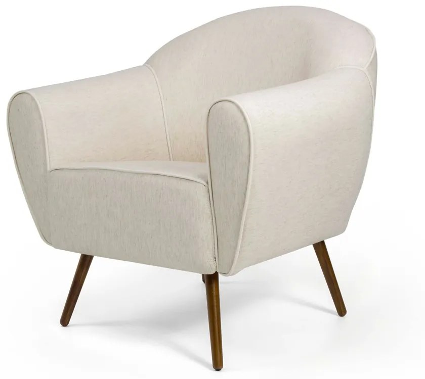 Poltrona Decorativa Nara Jacar Bege B-298 Pés Palito Madeira D07 - D'Rossi