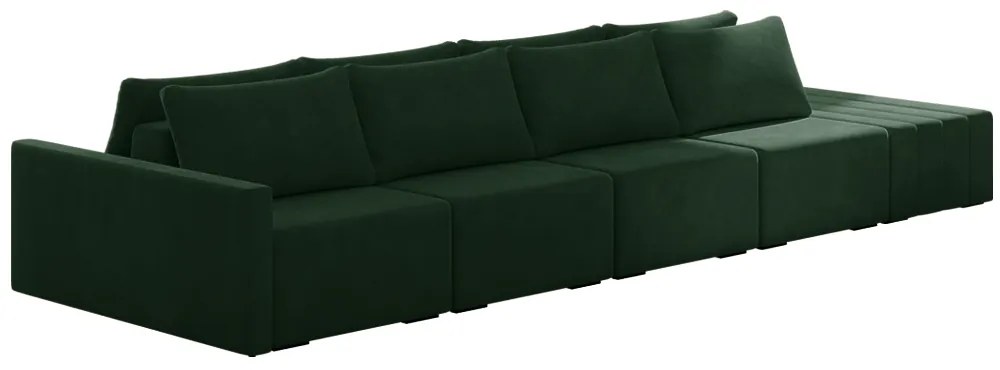 Sofá Ilha Modulado Milos 432cm Puff Lateral Veludo Verde G33 - Gran Belo