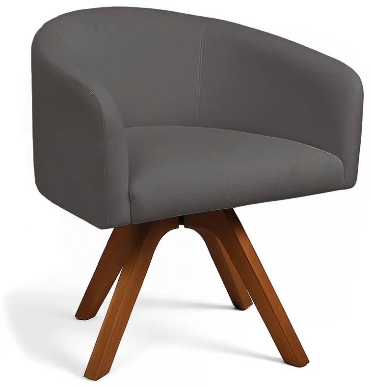 Poltrona Sala Base Giratória Madeira Arielle Bouclê D03 - D'Rossi - Grafite