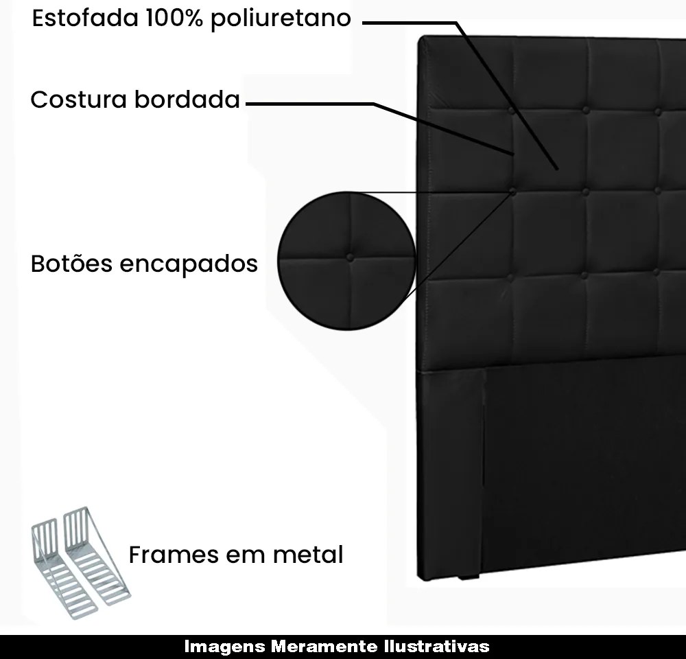 Cabeceira De Parede Casal 1,40M Tropea PU Preto G63 - Gran Belo