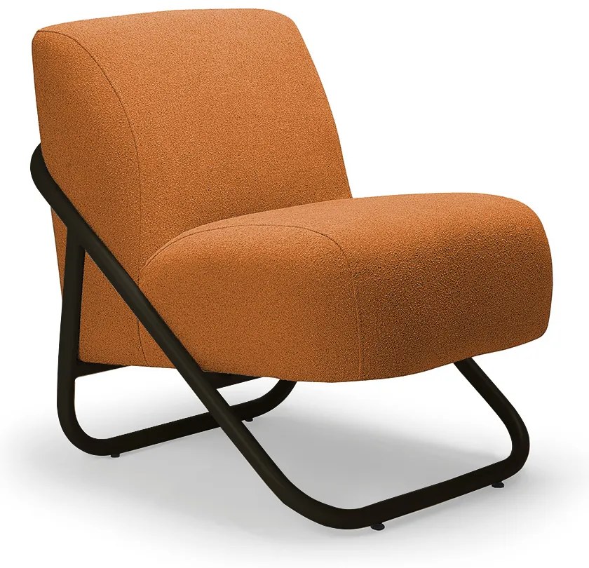 Poltrona Sala Decorativa Industrial Preto Martina Bouclê Caramelo K01 - D'Rossi